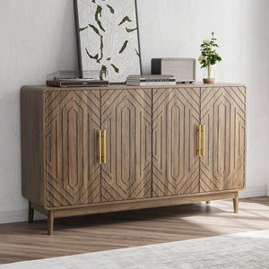 Sideboard Buffet Cabinet With Carved Doors And Adjustable Layer Board