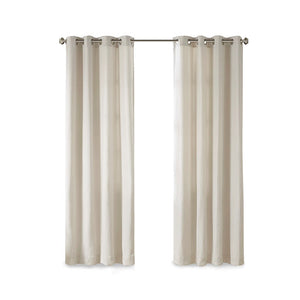 Plaid Rod Pocket and Back Tab Curtain Panel with Fleece Lining Natural 50x84"