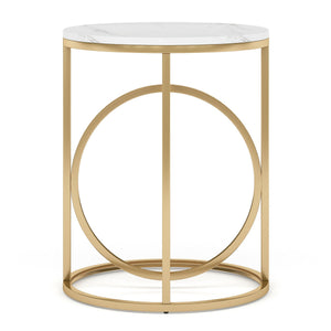Round End Table - White / Gold