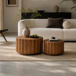 19.7" + 27.5" Round Nesting Coffee Table Set of 2