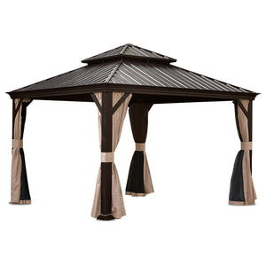 13x13FT Outdoor Hardtop Gazebo with Galvanized Steel Double Roof