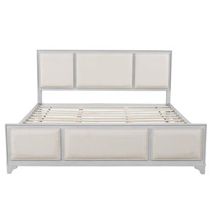 King Size Bed Frame with Upholstered Headboard