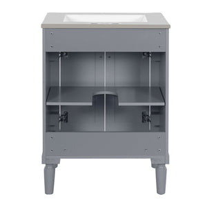Bathroom Vanity With Top Sink, 2 Tier Storage Cabinet