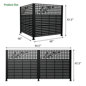 W48" x H47.3" Metal Privacy Screen with Rose Design