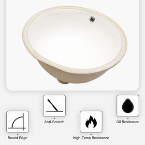 Elegant Ceramic Oval Undermount Bathroom Sink With Overflow