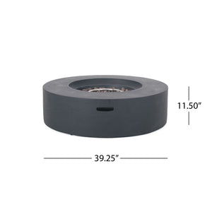 Modern Lightweight Concrete Outdoor Circular Fire Pit 50,000 BTU