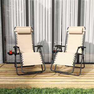 Zero Gravity Folding Lounge Chair with Headrest & Removable Tray