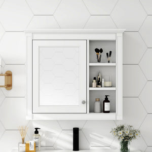 Wall Mounted Medicine Cabinet With Mirror and 3 Open Shelves