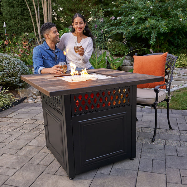 Endless Summer Piper 38" Square UV Printed LP DualHeat Gas Fire Pit Table