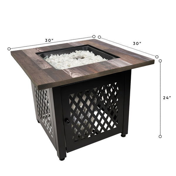 Endless Summer Nate 30 Inch Square Outdoor UV Printed LP Gas Fire Pit Table