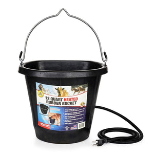 Farm Innovators FB-80R Rubber 3 Gallon Flat Back Heated Bucket, 70 Watt, Black - TRAPSKI