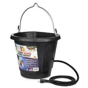 Farm Innovators FB-80R Rubber 3 Gallon Flat Back Heated Bucket, 70 Watt, Black - TRAPSKI