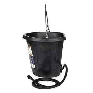 Farm Innovators FB-80R Rubber 3 Gallon Flat Back Heated Bucket, 70 Watt, Black - TRAPSKI