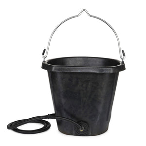 Farm Innovators FB-80R Rubber 3 Gallon Flat Back Heated Bucket, 70 Watt, Black
