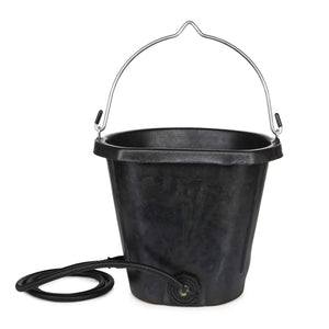 Farm Innovators FB-80R Rubber 3 Gallon Flat Back Heated Bucket, 70 Watt, Black - TRAPSKI