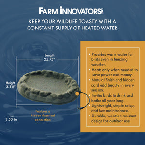 Farm Innovators FS-1 Four Seasons Outdoor Sand Coated Heated Birdbath, 70 Watt