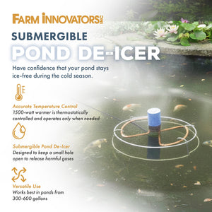 Farm Innovators P-429 Submergible 1500 Watt All Pond De-Icer Heater with Cage