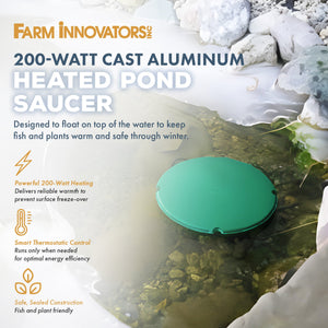 Farm Innovators PS-200 Cast Aluminum 200 Watt All Pond Floating De-Icer Heater
