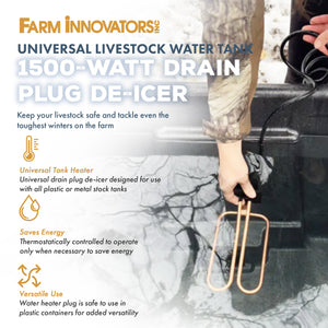 Farm Innovators UPH-15 Universal Livestock Water Tank 1500W Drain Plug De-Icer - TRAPSKI