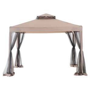 Sunjoy 10 x 10 Foot Hampton Soft Top Steel Gazebo with Mosquito Netting, Brown