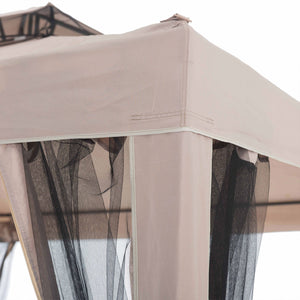 Sunjoy 10 x 10 Foot Hampton Soft Top Steel Gazebo with Mosquito Netting, Brown