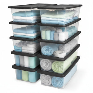Homz Snaplock 6 Quart Clear Organizer Storage Container Bin with Lid (10 Pack)
