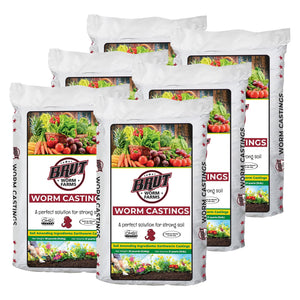 Brut Worm Farms Organic Worm Castings Soil Builder, 30 Pound Bag (6 Pack)