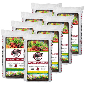 Brut Worm Farms Organic Worm Castings Soil Builder, 30 Pound Bag (8 Pack)