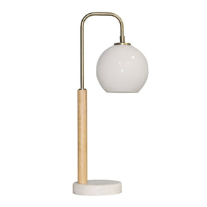 Bedside Table Lamp With Globe Lampshade - White