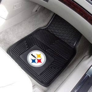 Fanmats 27x17in Vinyl Front Car Floor Mat 2 Piece Set, NFL Pittsburgh Steelers - TRAPSKI