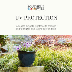 Southern Patio Heritage Outdoor Round Glossy Resin Planter, Monaco Blue (2 Pack)