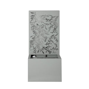 30.71' Light Gray Metal Leaf Cutout Outdoor Water Wall Fountain with LED Lights
