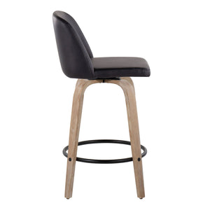 Toriano - Contemporary Fixed-Height Counter Stool & Swivel With Round Footrest (Set of 2)