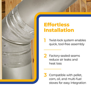 DuraVent PelletVent 6 Inches Stainless Steel 45 Degree Elbow Stove Pipe, Silver - TRAPSKI