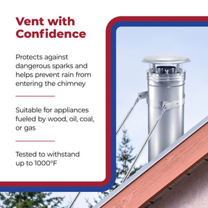 DuraVent DuraPlus 6DP-VC 6 Inch Stainless Steel Round Chimney Cap, Silver