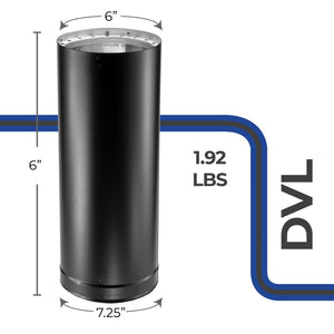 DuraVent DVL 6 Inches Galvanized Stainless Steel Double Wall Stove Pipe, Black