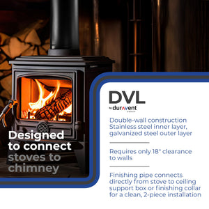 DuraVent DVL 6DVL-46TA 6'' Double Wall Steel Telescoping Chimney Stove Pipe
