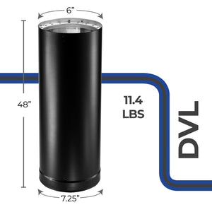 DuraVent DVL 6DVL-48 6 Inch Galvanized Steel Double Wall Stove Pipe, Black