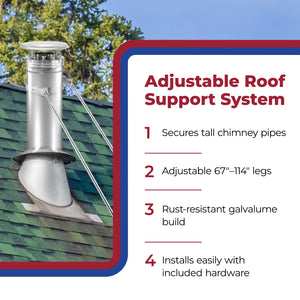 DuraVent DuraPlus 8 inches Extended Roof Bracket Chimney Support Brace, Silver