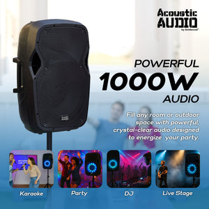 Acoustic Audio by Goldwood 1000W Bluetooth Speaker, PA System w/Flashing LEDs
