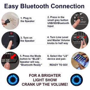 Acoustic Audio by Goldwood 1000W Bluetooth Speaker, PA System w/Flashing LEDs