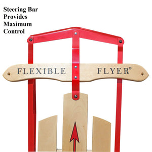 Flexible Flyer Metal Runner Steel/Wood 60" Long Snow Slider Sled for Kids, Red - TRAPSKI