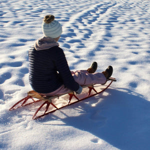 Flexible Flyer Metal Runner Steel/Wood 60" Long Snow Slider Sled for Kids, Red - TRAPSKI