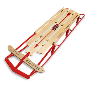 Flexible Flyer Metal Runner Steel/Wood 60" Long Snow Slider Sled for Kids, Red - TRAPSKI