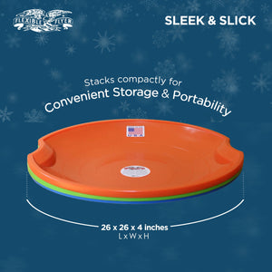 Flexible Flyer Flying Saucer 26" Plastic Snow Sled for Kids and Adults, Green