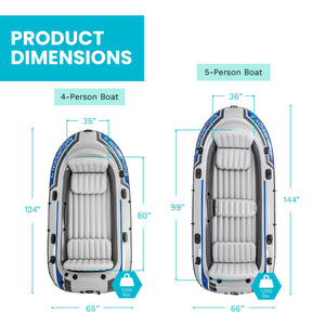 Intex Excursion 5 Person Inflatable Boat, Water Fishing River Raft Set w/Oars