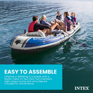 Intex Excursion 5 Person Inflatable Boat, Water Fishing River Raft Set w/Oars