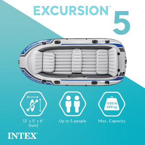 Intex 5 Person Inflatable Fishing Boat, Trolling Motor and Boat Motor Mount Kit