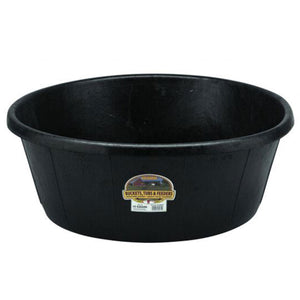 Little Giant Durable Weatherproof 15 Gallon Rubber Tub Feeder Pan Bowl, Black - TRAPSKI
