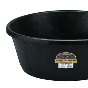 Little Giant Durable Weatherproof 15 Gallon Rubber Tub Feeder Pan Bowl, Black - TRAPSKI